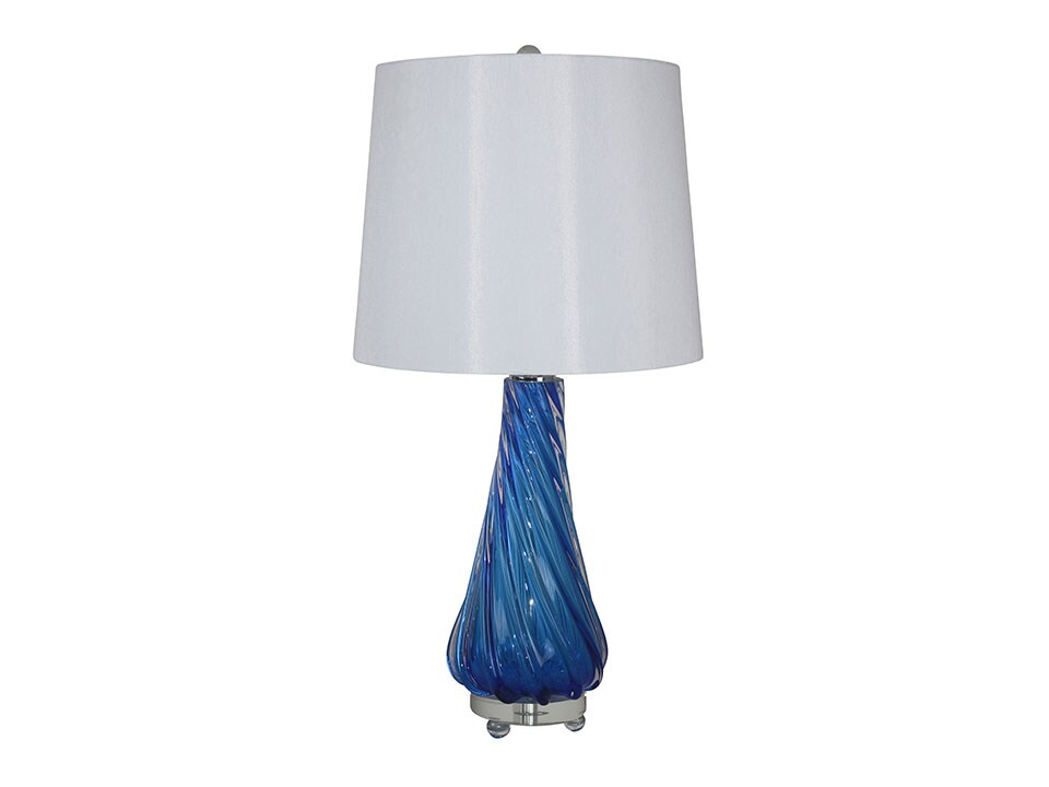 Blue Art Glass Twist Table Lamp