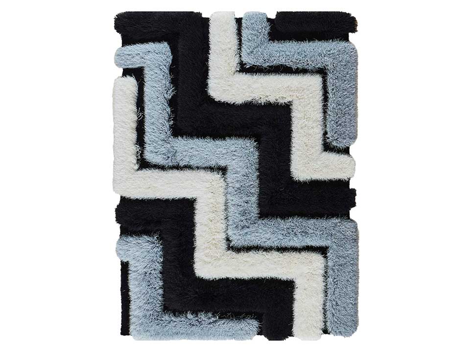 Mida Black Steps Shag Rug