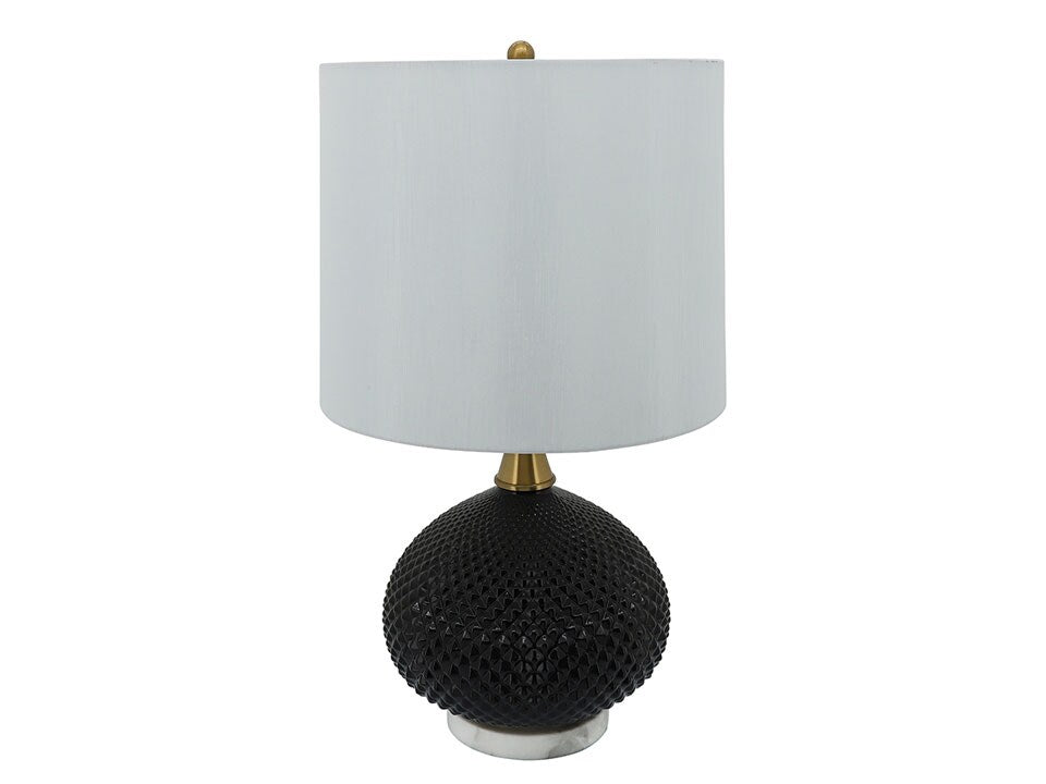 Black Cut Glass Round Table Lamp