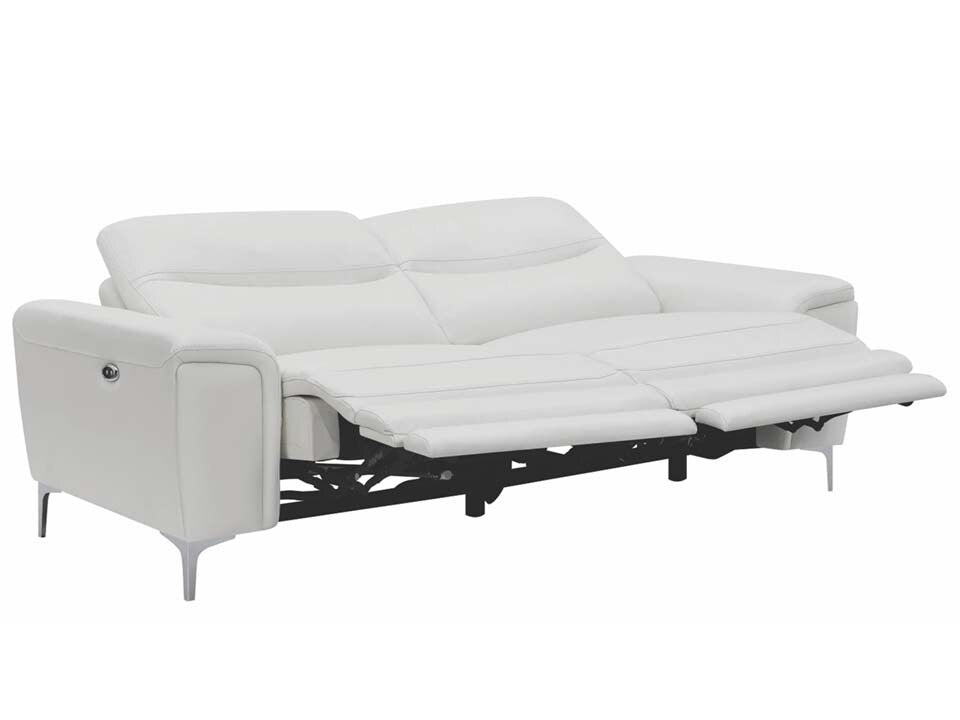 Alejah White Leather Power Recliner Sofa