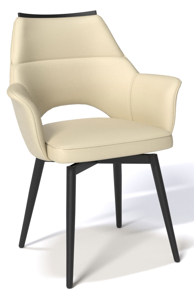 Zara Beige & Black Metal Swivel Chair