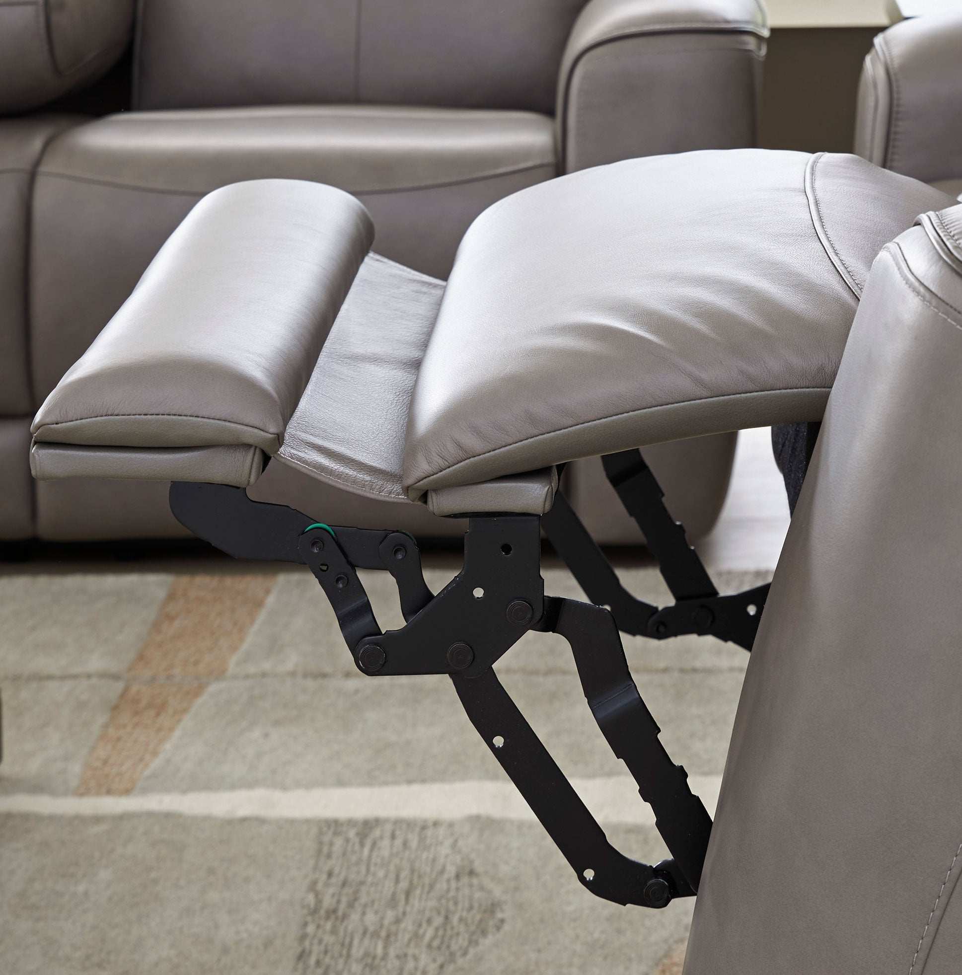 Zella Gray Leather Massage Dual Power Recliner Sofa