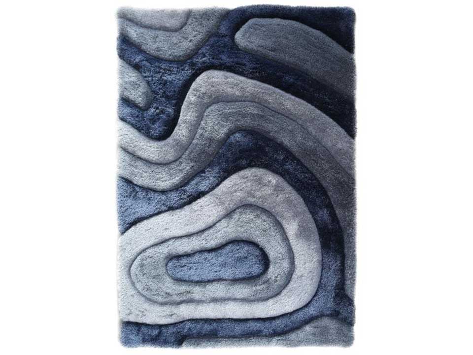 Mateos Blue Ripples Shag Rug