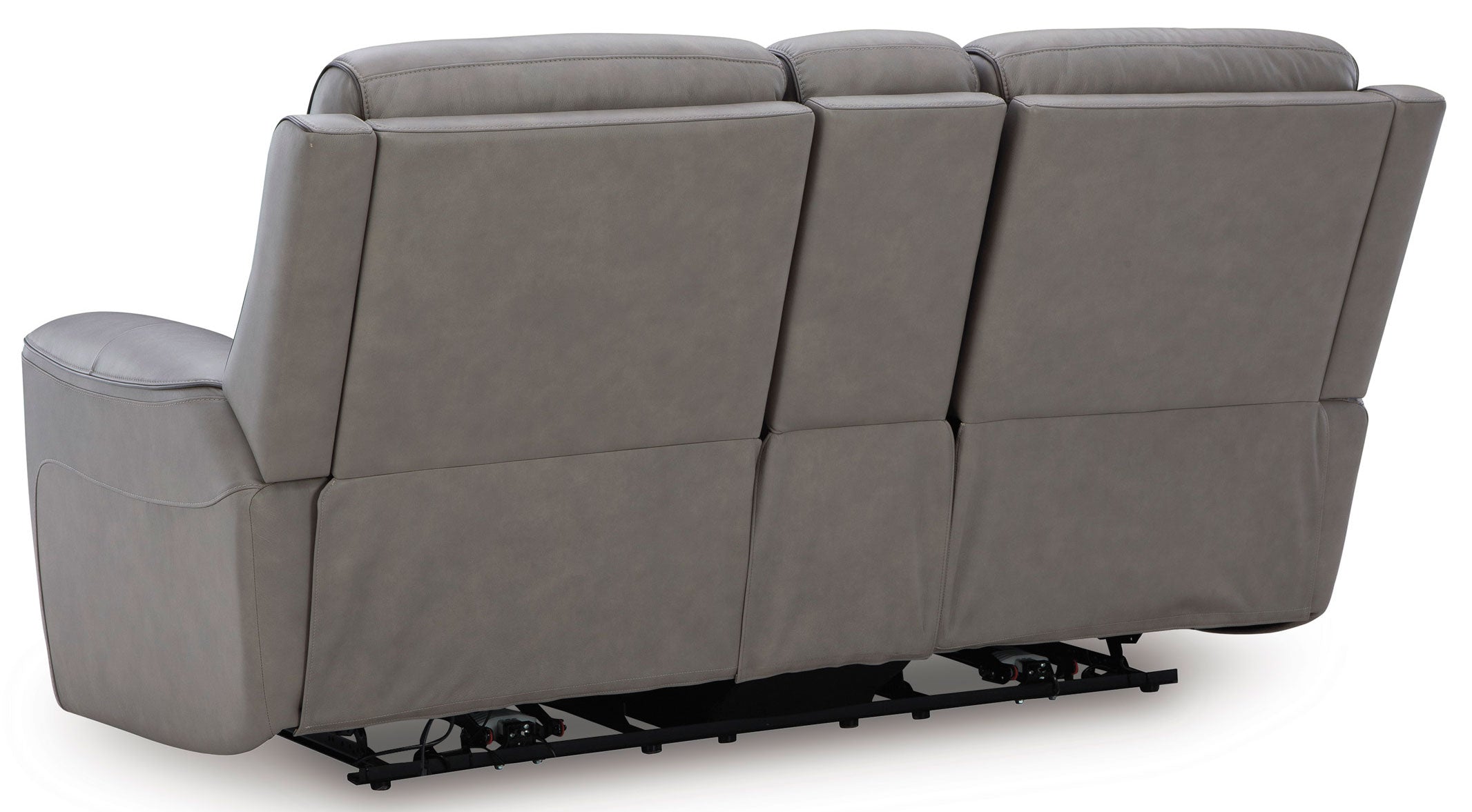 Zella Gray Leather Massage Dual Power Recliner Loveseat