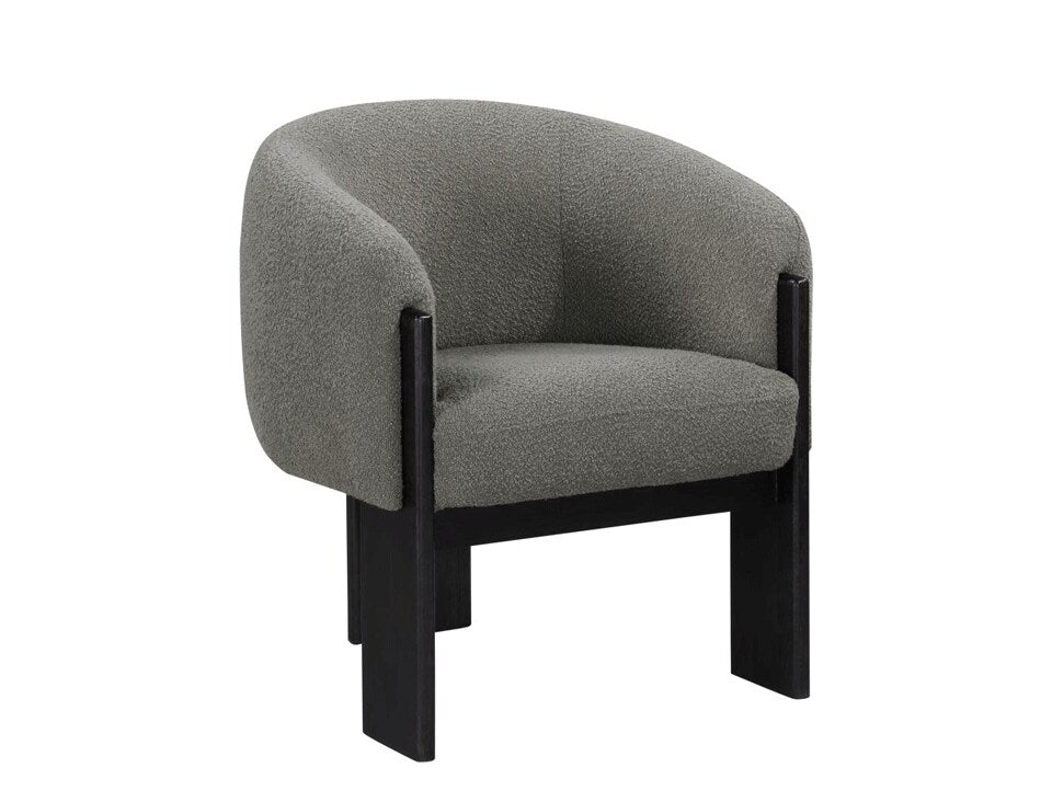 Curtis Grey Boucle Barrel Back Accent Chair