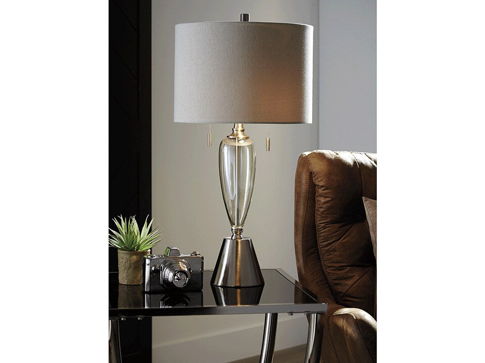 Maizah Table Lamp Glass and Chrome