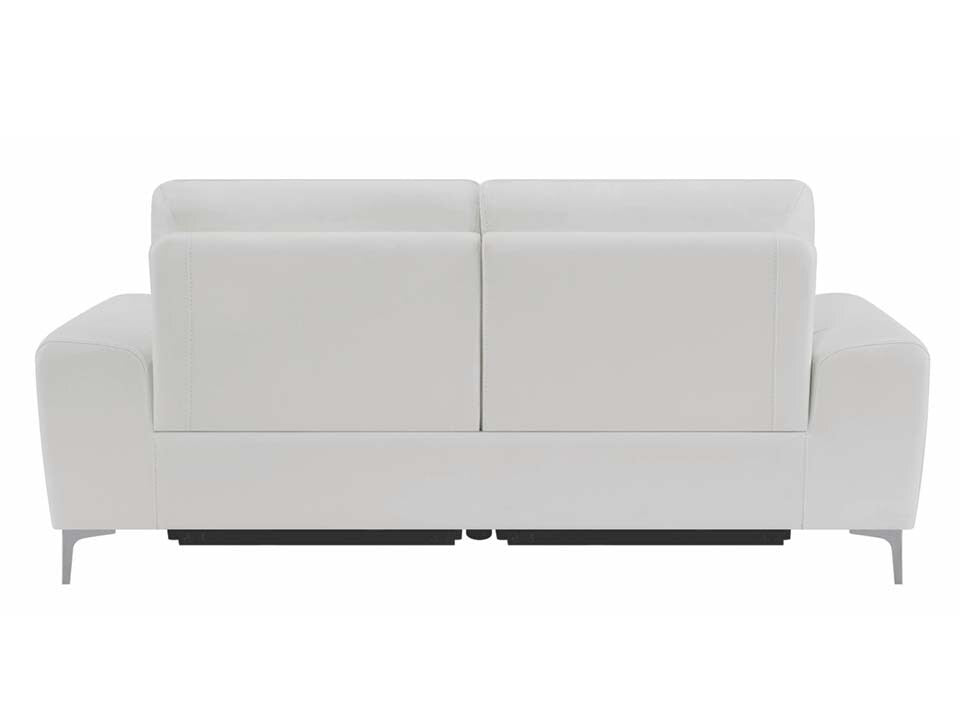 Alejah White Leather Power Recliner Sofa