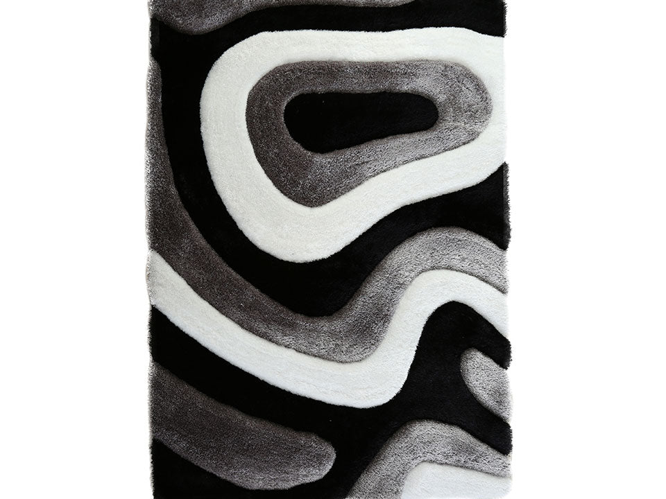 Mateos Black Ripples Shag Rug