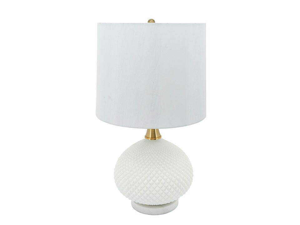 White Cut Glass Round Table Lamp