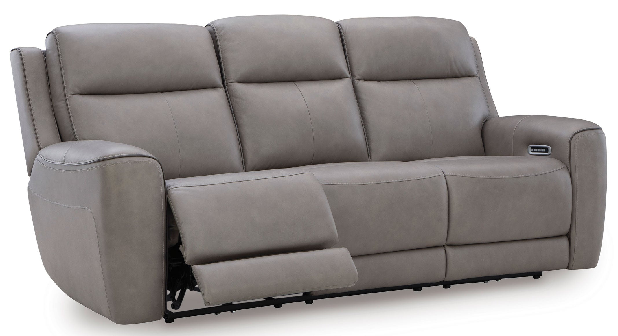 Zella Gray Leather Massage Dual Power Recliner Sofa