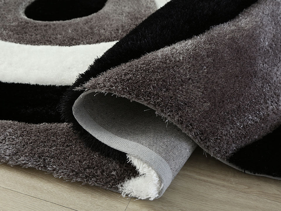 Mateos Black Ripples Shag Rug