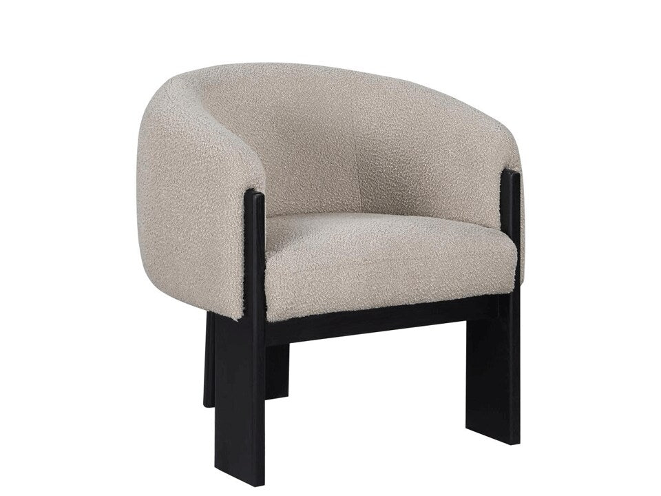 Curtis Beige Boucle Barrel Back Accent Chair