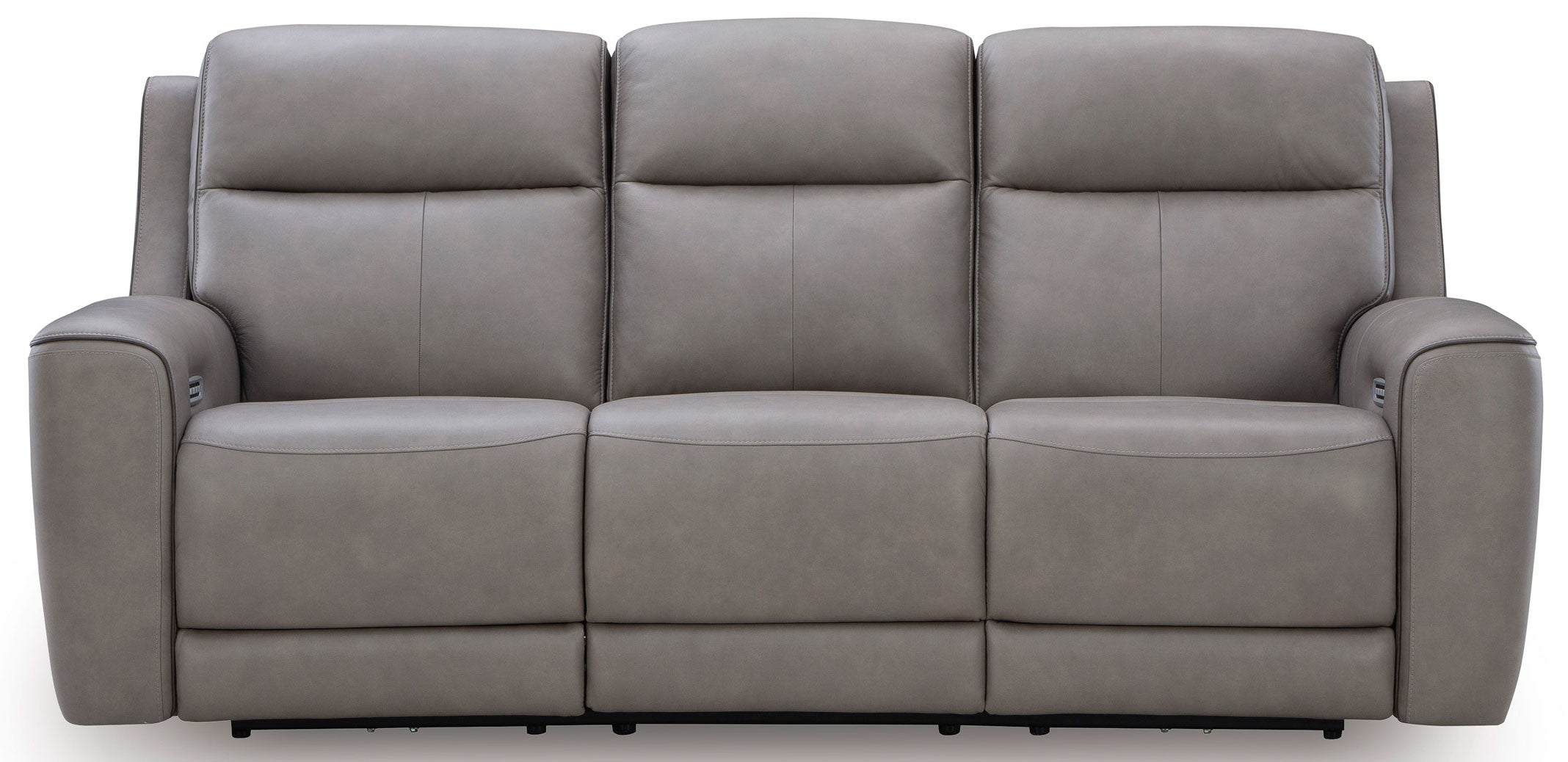 Zella Gray Leather Massage Dual Power Recliner Sofa