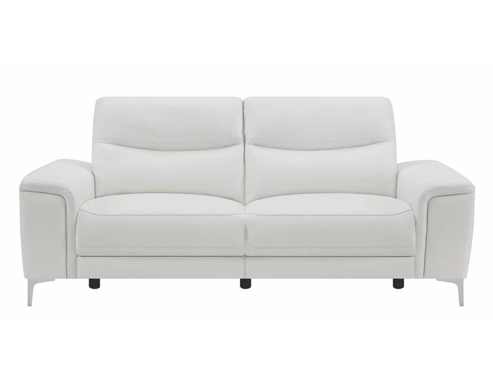Alejah White Leather Power Recliner Sofa
