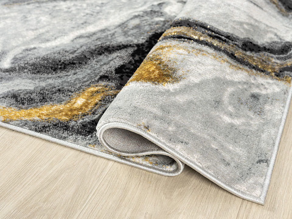 Lavell White & Gold Marble Rug