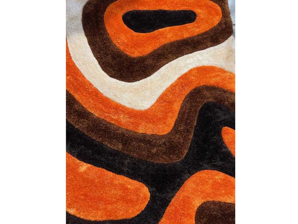 Mateos Orange Ripples Shag Rug
