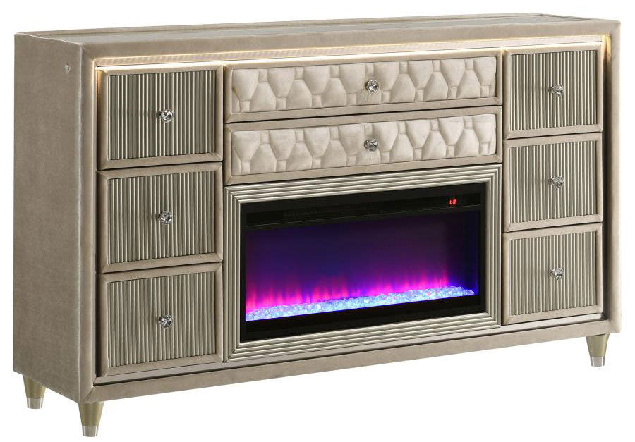 Thaddeus Ivory & Camel LED Flame Box Dresser