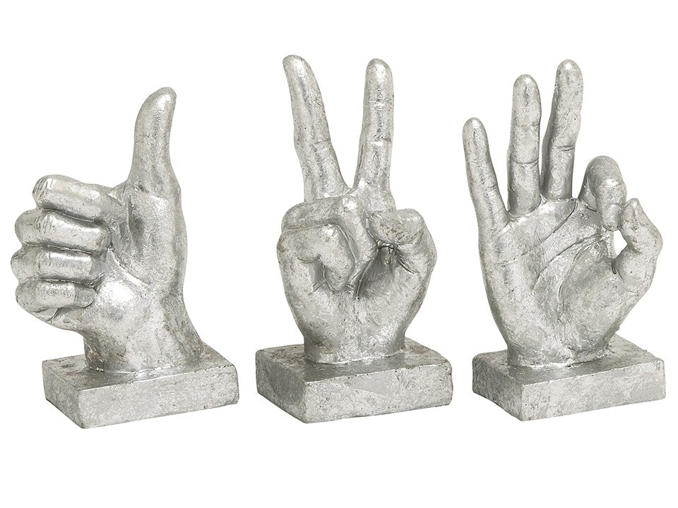 Silver Hand Signs Set of 3