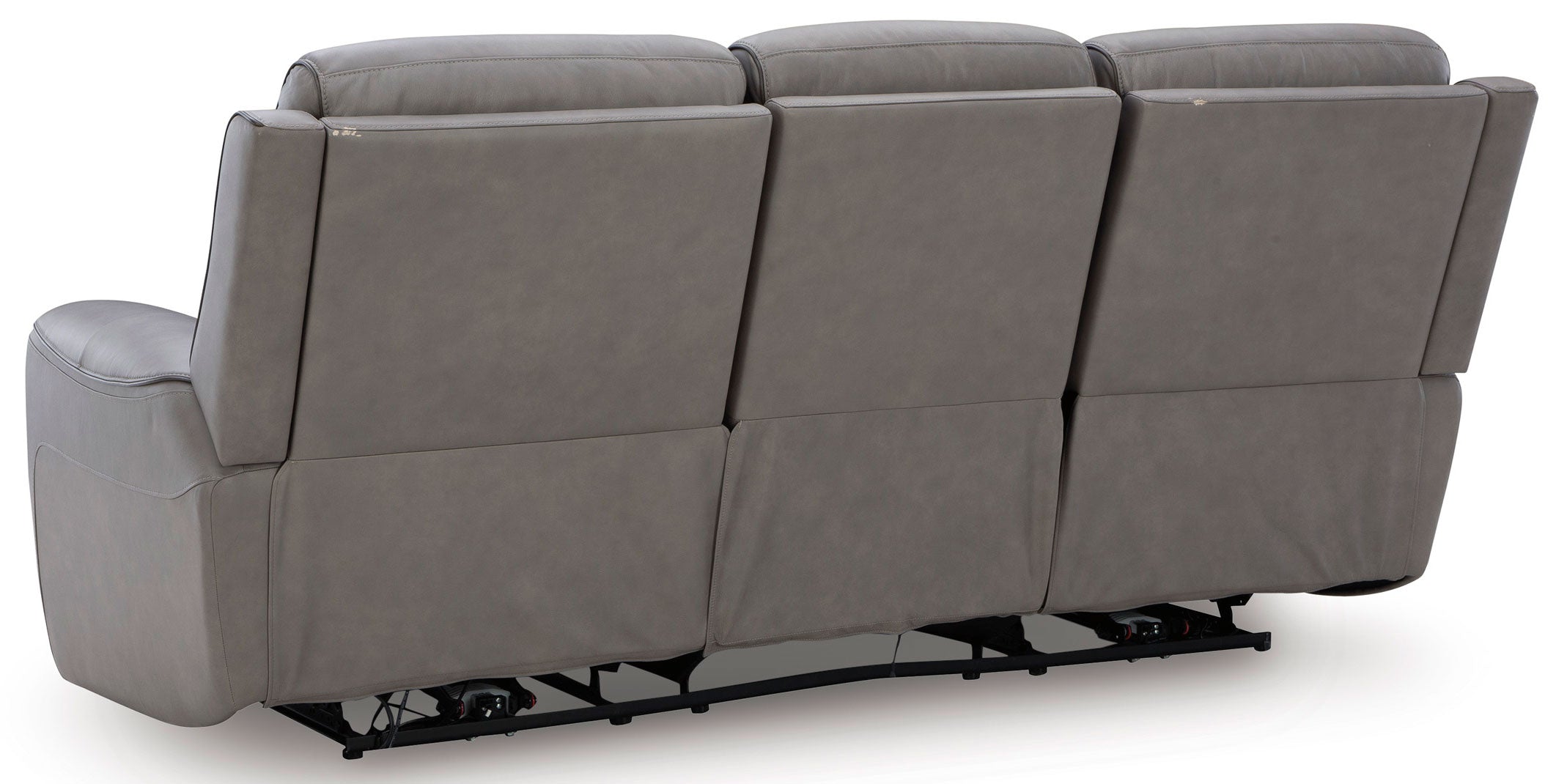 Zella Gray Leather Massage Dual Power Recliner Sofa