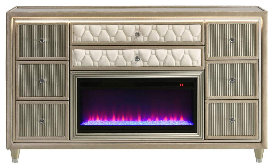 Thaddeus Ivory & Camel LED Flame Box Dresser
